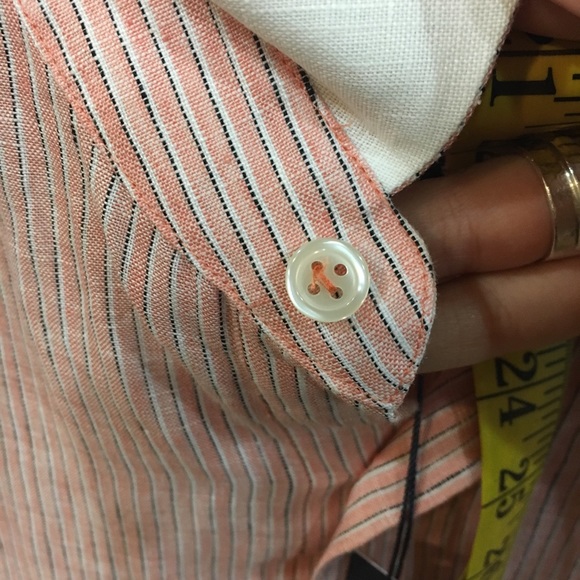 Elie Tahari striped linen button down - Picture 7 of 8